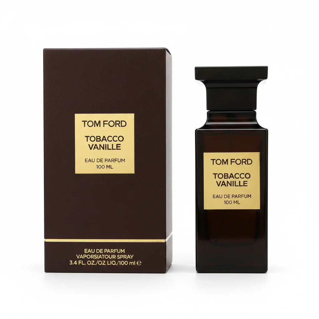 Tom Ford Tobacco Vanille perfume bottle and packaging on a white background