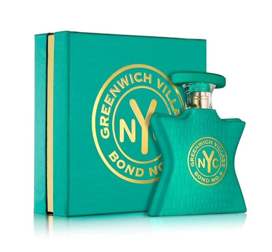 Greenwich Village Bond No. 9 perfume bottle and packaging on a white background