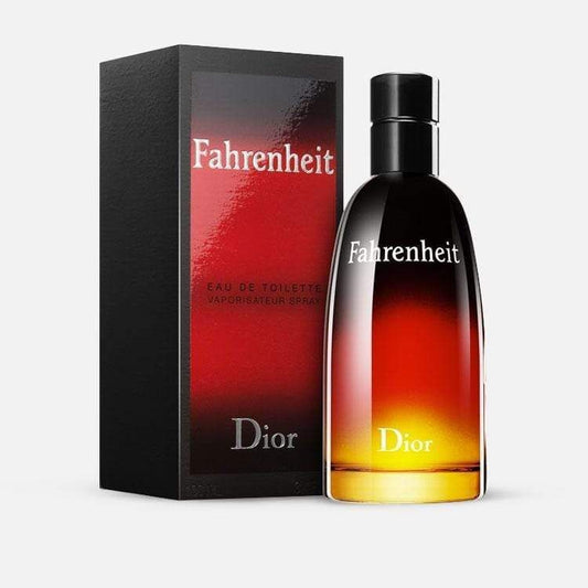 Dior Fahrenheit perfume bottle and packaging on a white background